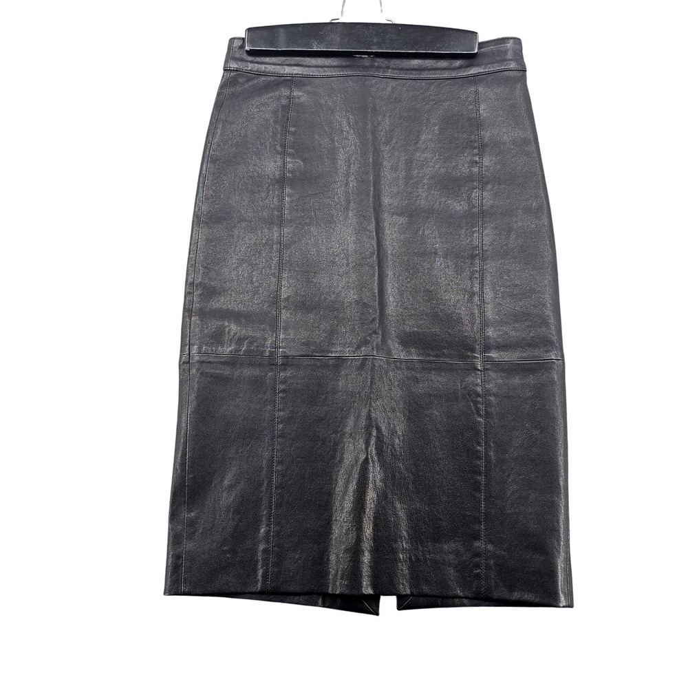 Emporio Armani Black Soft Leather Pencil Skirt High Waisted S2N01P Size 40